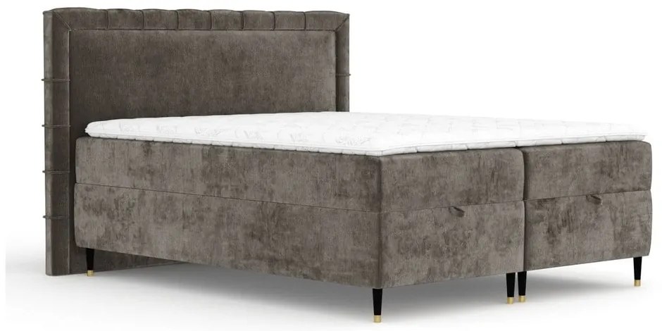 Ciemnoszare łóżko boxspring ze schowkiem 180x200 cm Voyage – Maison de Rêve