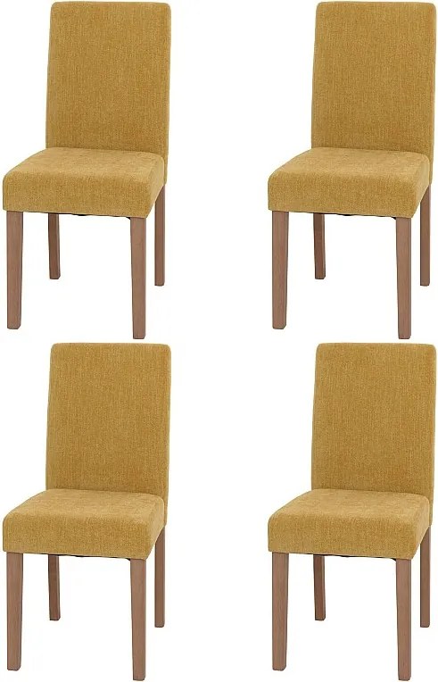 Szenilowe krzesło do jadalni Littau (zestaw 4 sztuk),  żółty, nogi w kolorze naturalnym