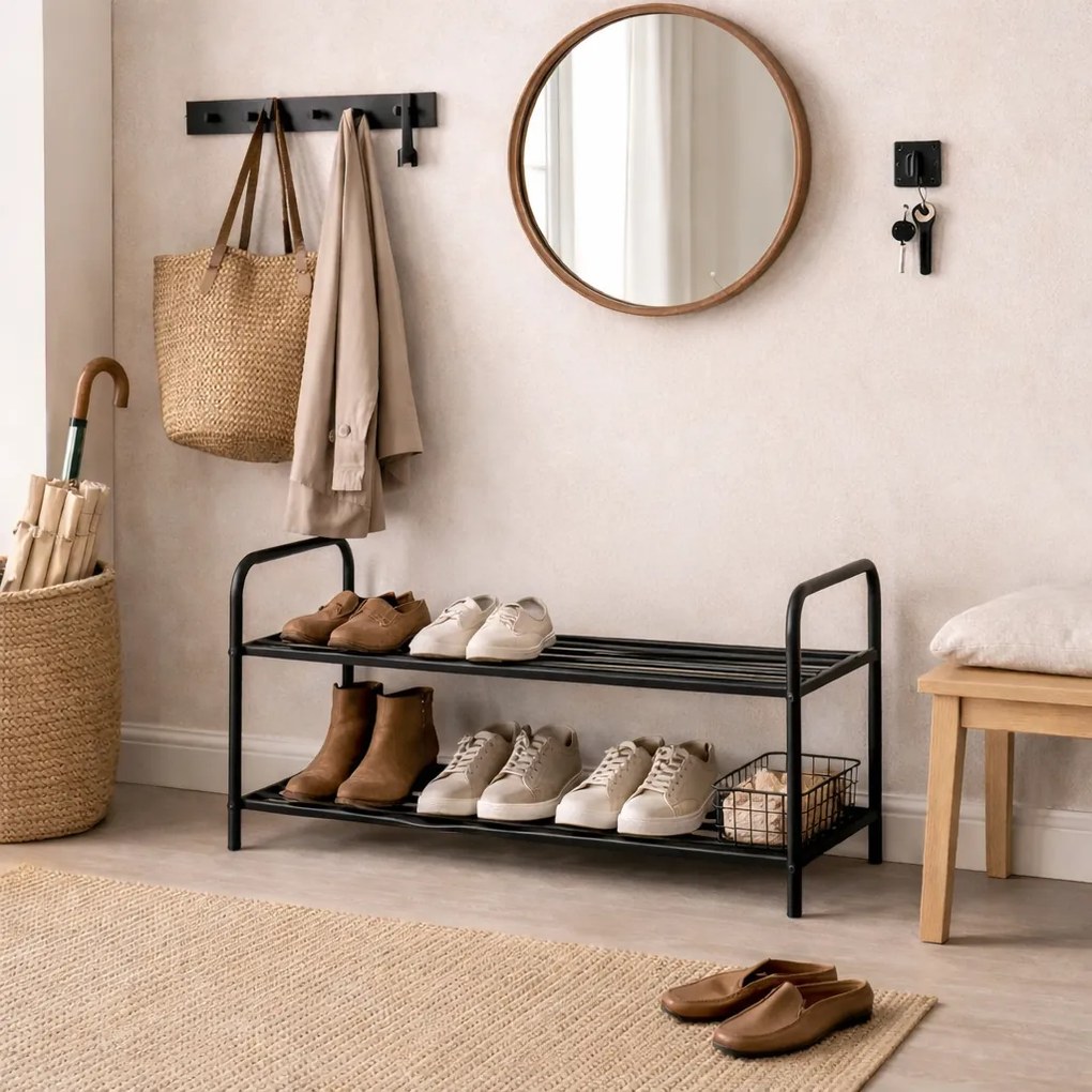 Metalowy stojak na buty Patrick, 91 x 38,5 x 35 cm