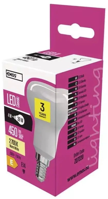 Żarówka LED z ciepłym światłem z gwintem E14, 4 W – EMOS