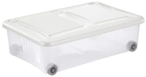 Tontarelli Pudełko do przechowywania z pokrywą Stockbox 28 l, przezroczysty/biały, S