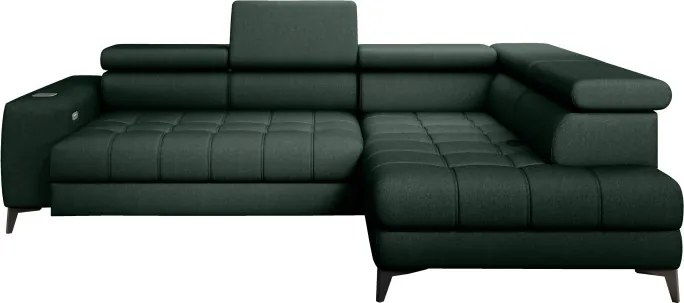 Narożnik BAGGIO Prawostronny z funkcją spania, wolnostojący tkanina LETTO 39 Ciemna Zieleń WERSAL