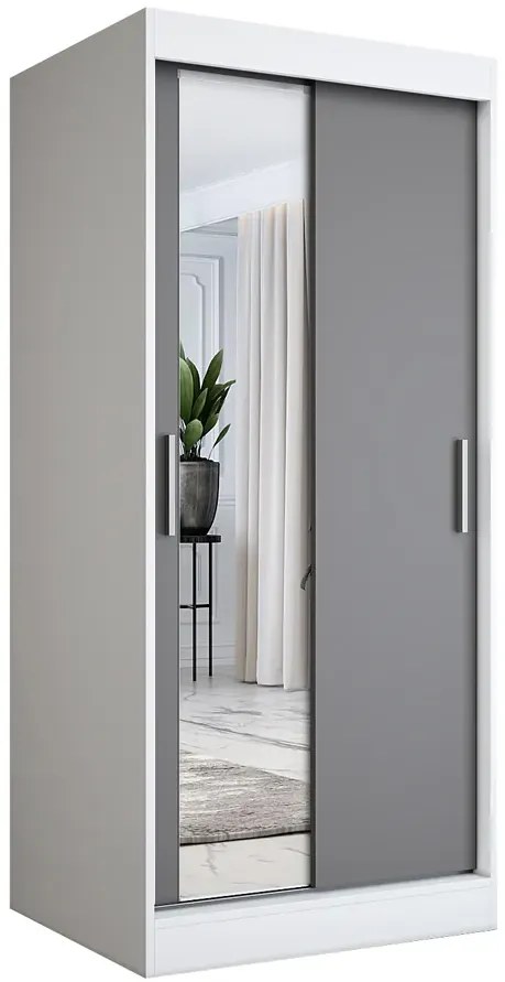 Szafa przesuwna w kolorze biały + antracyt T2-C33