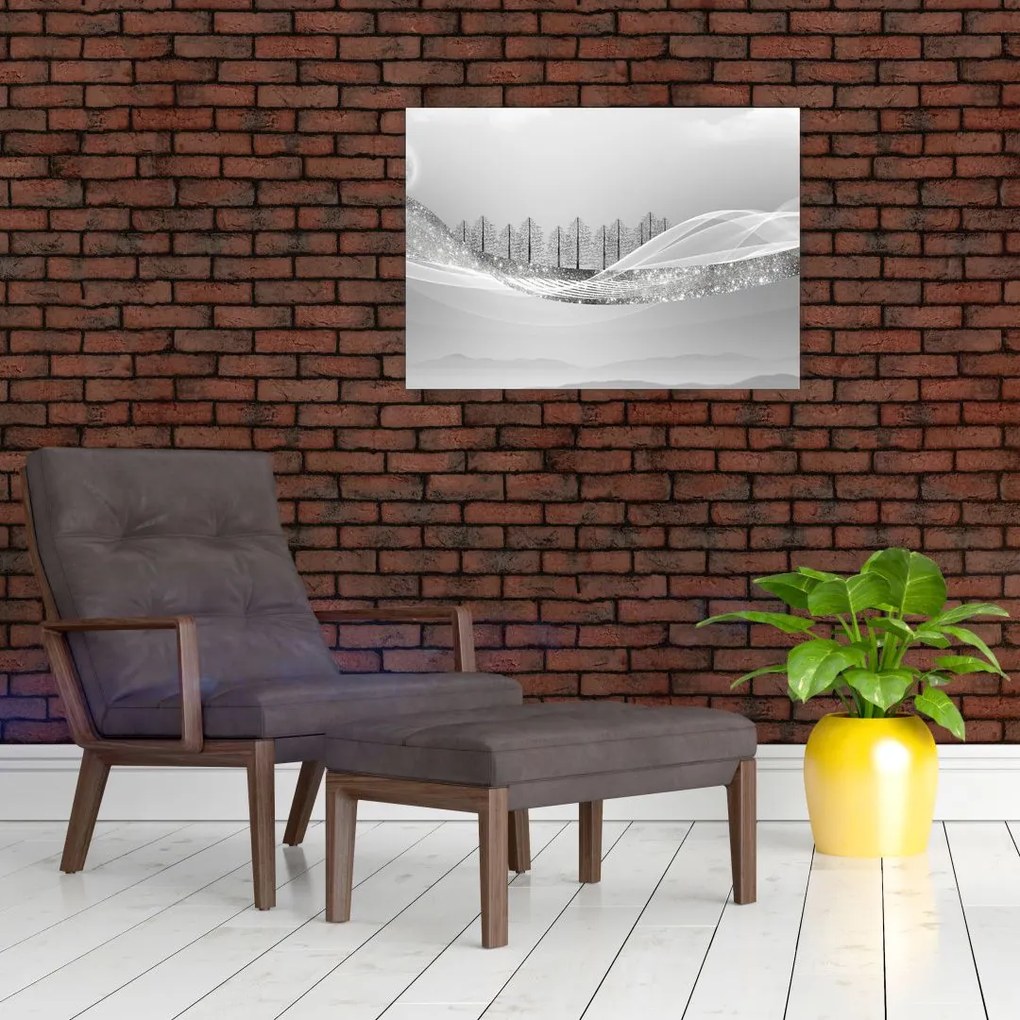 Obraz na szkle - Srebrny krajobraz (70x50 cm)