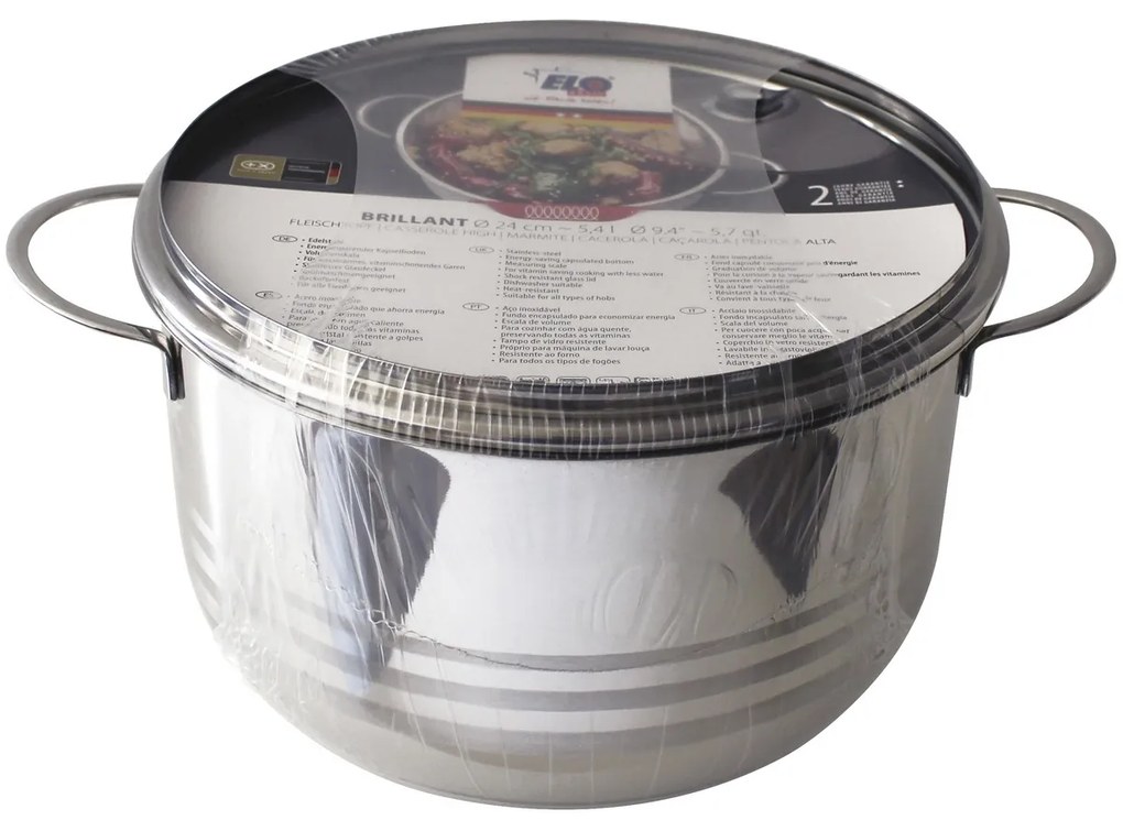 Elo 22224 Basic Garnek ze stali nierdzewnejBrillant 24 cm, 5,4 l, 5,4 l