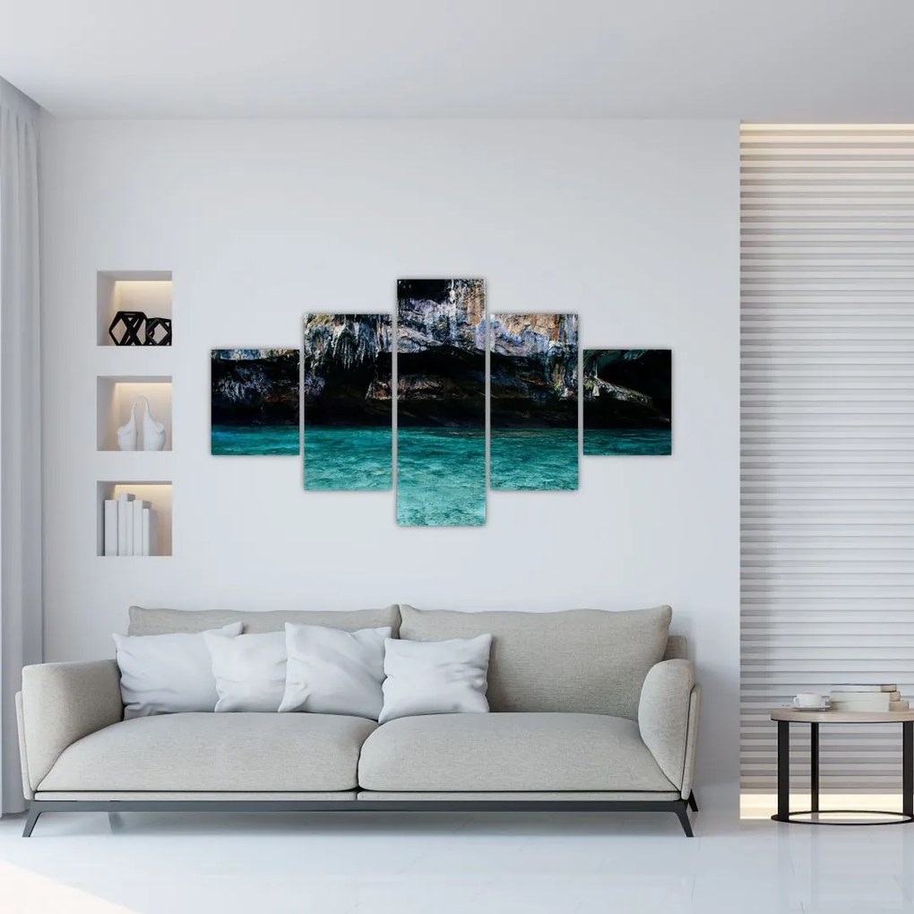 Obraz wody i skał (125x70 cm)