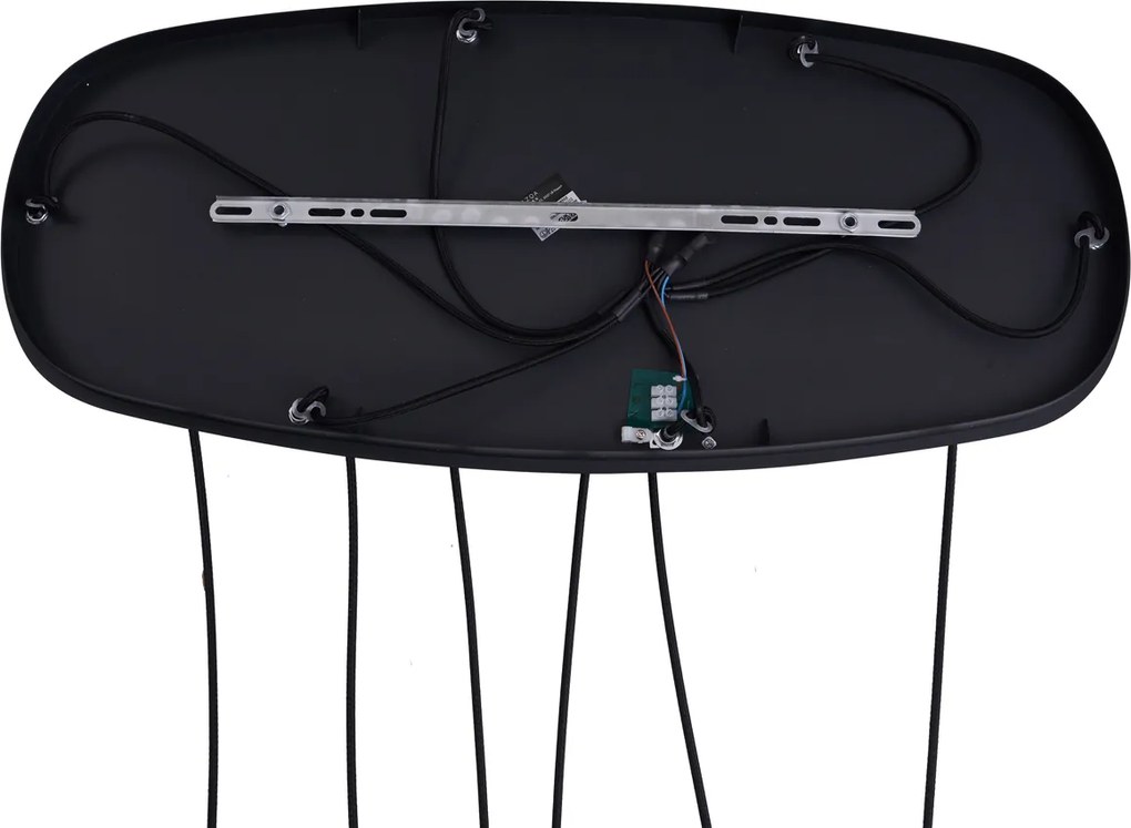 Nowoczesna lampa wisząca czarna z dymionym szkłem, 6 świateł - Duplantis