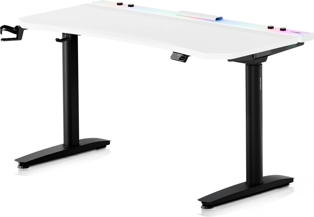 Elektryczne biurko dla graczy RGB Diablo X-Forge, 140x70 cm, biało-czarne
