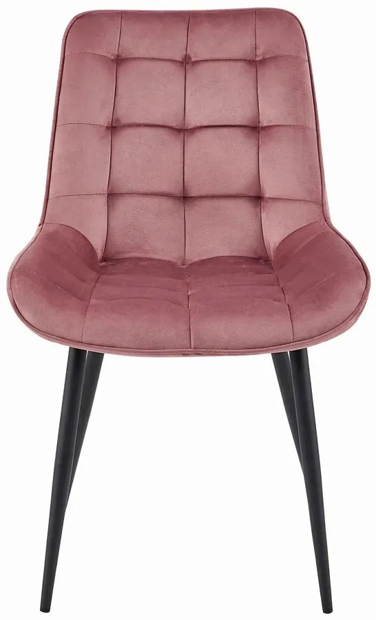 Ciemnoróżowe krzesło welurowe z czarnymi nogami F4-M79