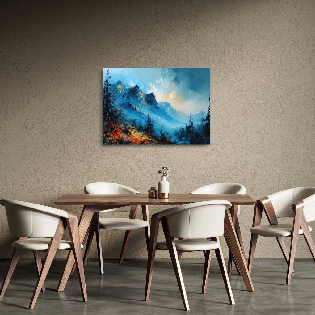 Obraz na szkle - Malowanie gór (70x50 cm)