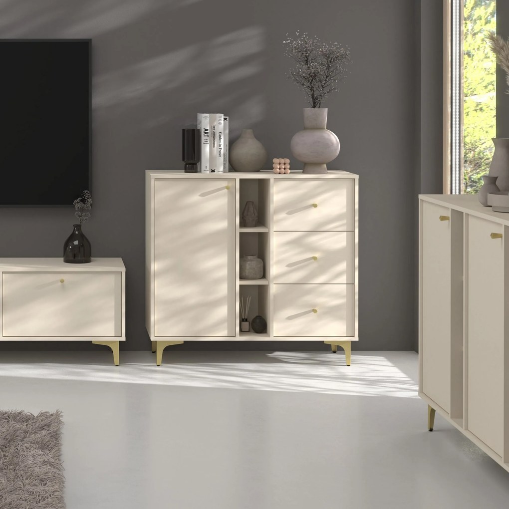 Komoda TORINO 100 cm do Salonu Sypialni Odcienie beżu