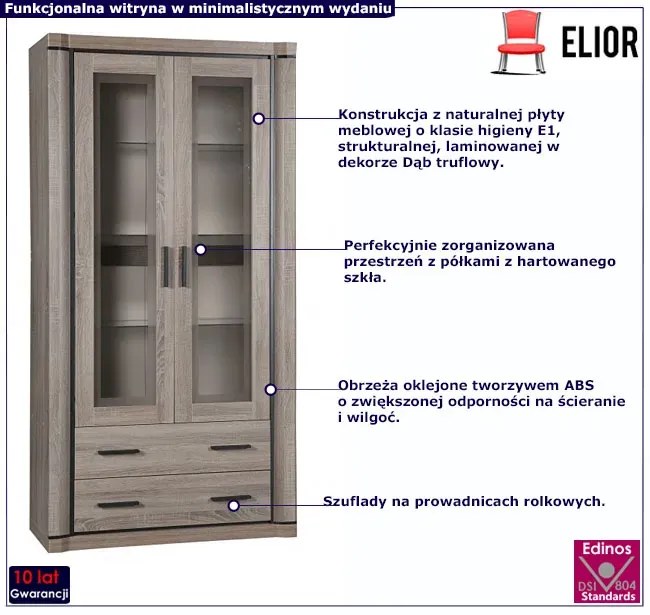 Witryna dwudrzwiowa dąb truflowy G1-W74