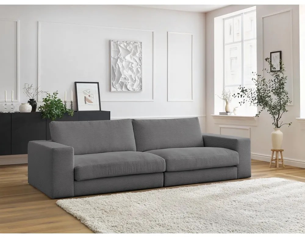 Ciemnoszara sztruksowa sofa 274 cm Leonard – Bobochic Paris