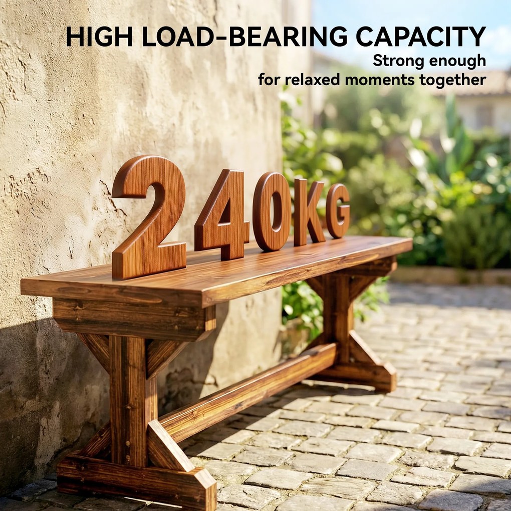 Outsunny 2-osobowa ławka ogrodowa odporna na warunki atmosferyczne ławka z drewna ławka parkowa z podstawą X 240kg nośność 114 x 40 x 46 cm zwęglony | Aosom PL