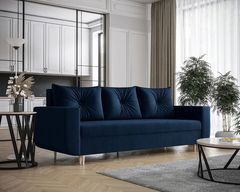 Granatowa tapicerowana sofa z funkcją spania  F6-Z25