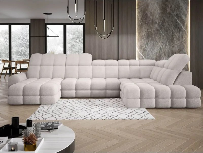 Narożnik TOLLO XL z elektryczną regulacją siedziska Prawostronny w tkaninie promocyjnej BUBBLE 03 WERSAL