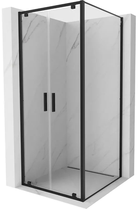 Mexen Exo kabina prysznicowa uchylna 110 x 110 cm, transparent, czarna - 8182-110-110-70-00