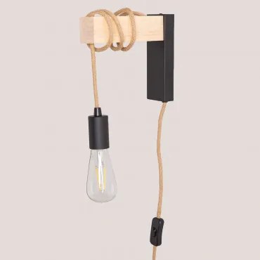 Lampa Ścienna Z Żelaza Tina Czarny - Brąz Drewna - Sklum