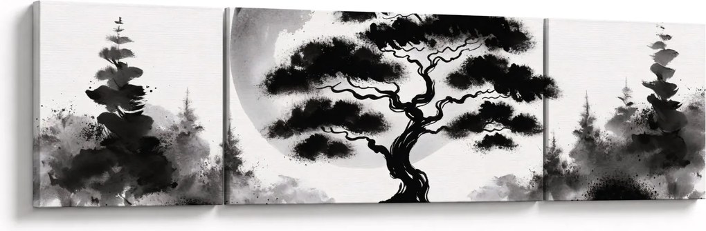 Obraz – Czarno-biały bonsai (170x50 cm)