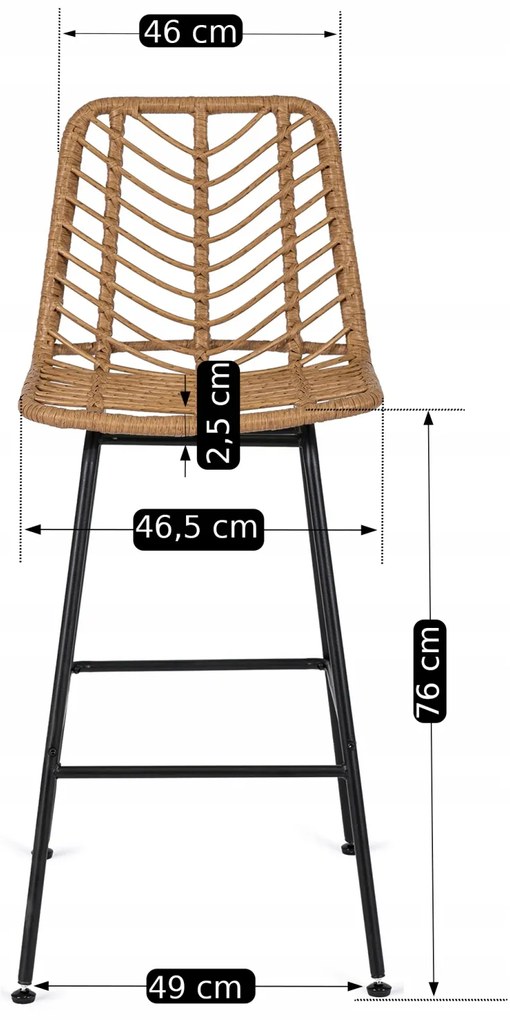 Hoker Rattanowy JERRY Ogrodowy Krzesło Barowe Boho