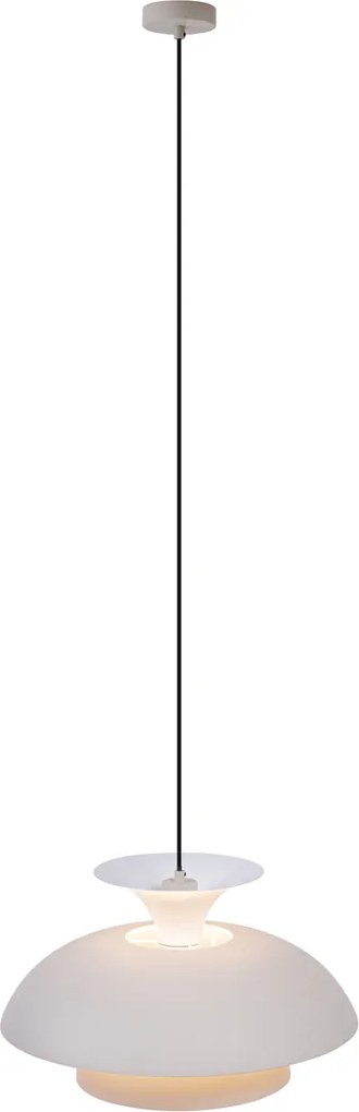 Lampa wisząca w stylu skandynawskim beżowa z białym wnętrzem - Titus