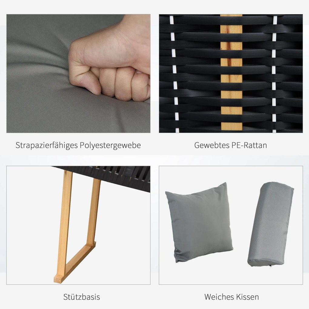 Outsunny kosz plażowy z dachem imitacja rattanu stół składany kolor jasnoszary, 118 x 79 x 150 cm