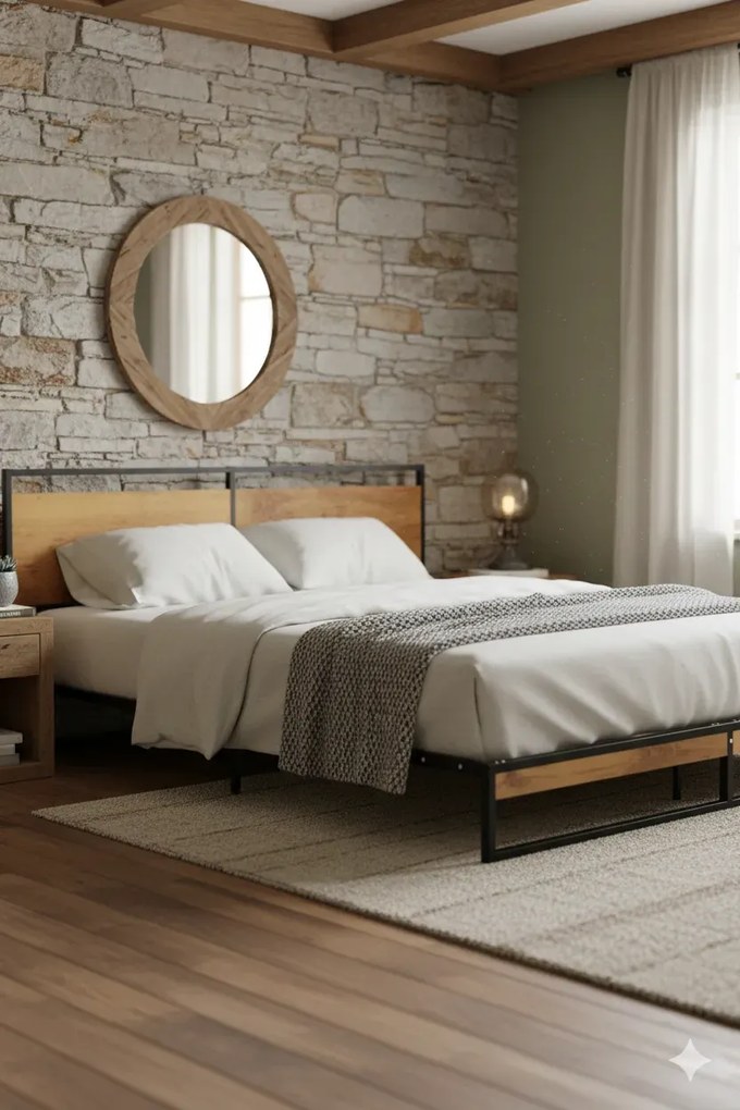 Czarne duże łóżko małżeńskie z metalu 180x200 cm P1-E05