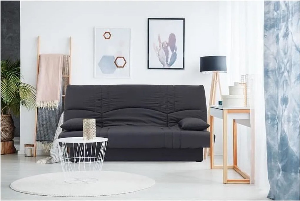 Sofa Rozkładana Clic Clac 3 Miejsca Szary Antracyt Styl Nowoczesny - Materiał 100% Bawełna - Sofa Rozkładana