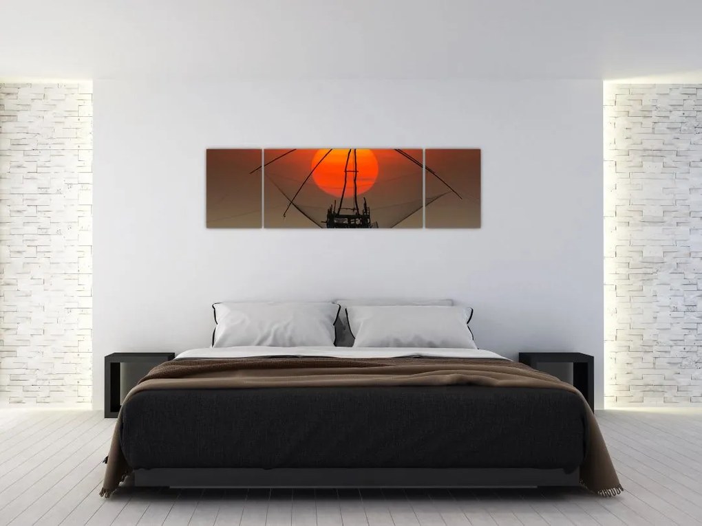 Obraz - Wschód słońca, jezioro Pakpra (170x50 cm)