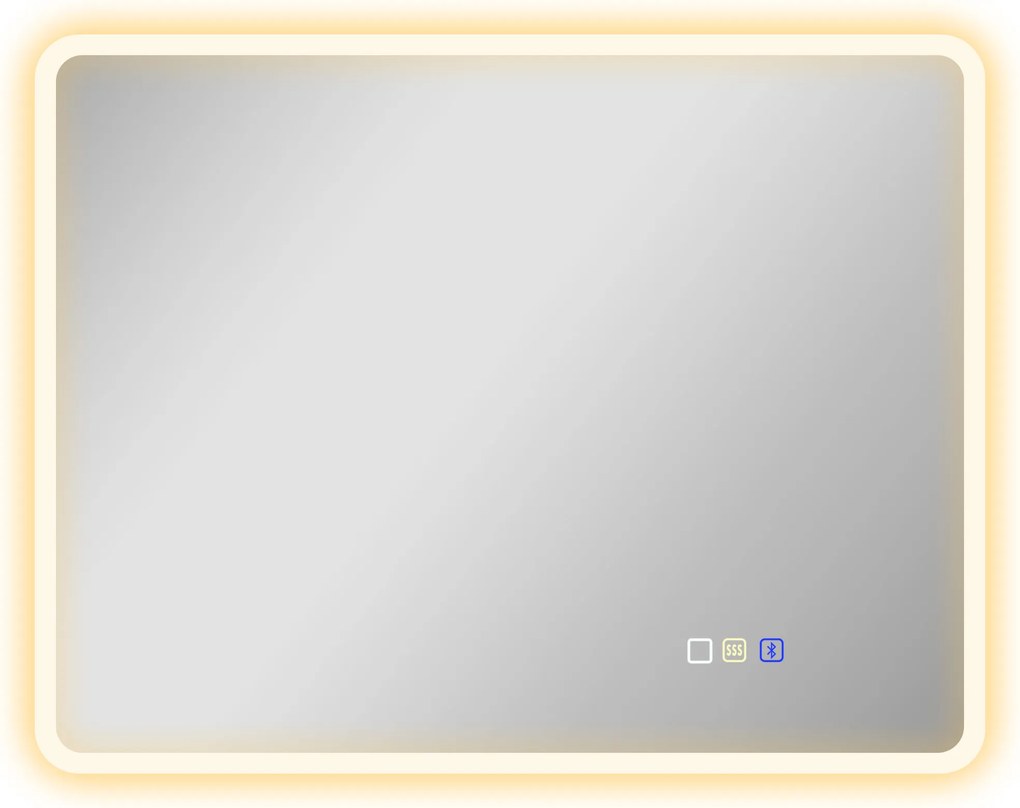 HOMCOM Lustro łazienkowe LED Bluetooth 70 x 90 cm przycisk dotykowy regulowane światło 3 kolory przeciwparowe pamięć Srebrny