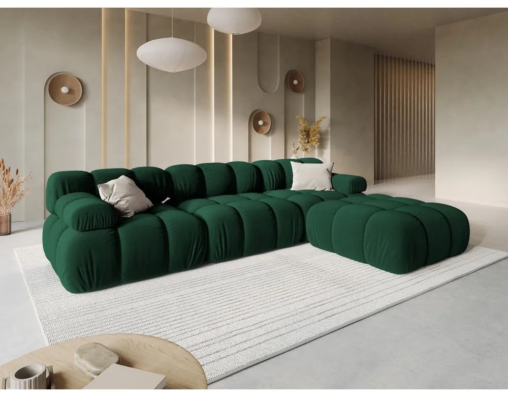 Zielona aksamitna sofa 282 cm Bellis – Micadoni Home