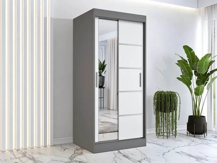 Szafa przesuwna w kolorze antracyt + biały M4-N18