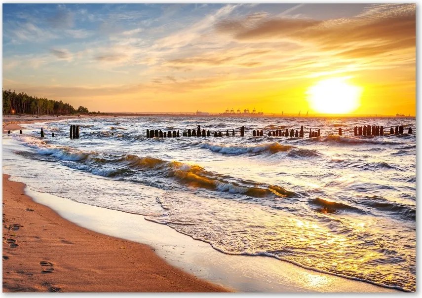 Foto obraz szklany Zachód słońca plaża