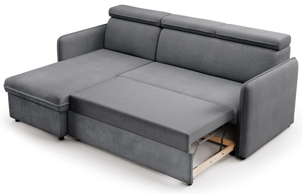 Narożnik z funkcją spania Barcelia Mini uniwersalny lewy/prawy - szary sztruks łatwoczyszczący Anafi 03