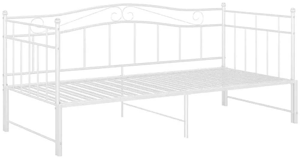 Białe metalowe łóżko rozkładane 90x200 cm - Delkis