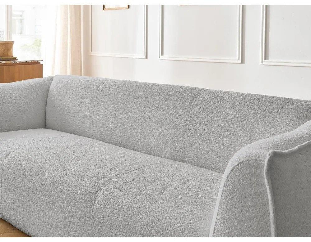 Jasnoszara sofa z materiału bouclé 242 cm Giorgia – Bobochic Paris