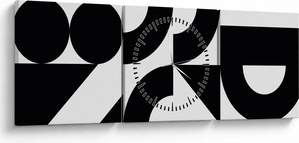 Obraz - Abstrakcja geometryczna N⁰2 (z zegarem) (90x30 cm)
