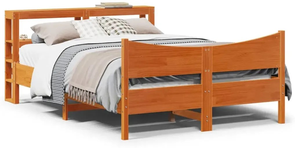 Brązowe łóżko z drewna sosnowego z zagłówkiem 120x200 A9-F15