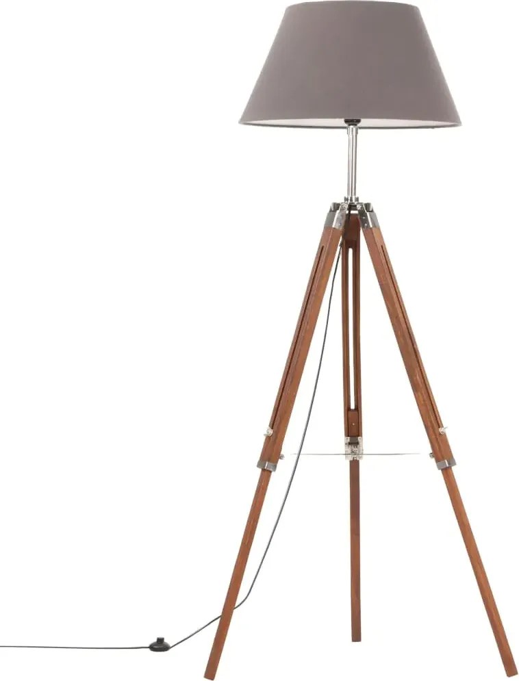 Brązowo-szara drewniana lampa podłogowa stojąca - 10X EX199 A6-K90