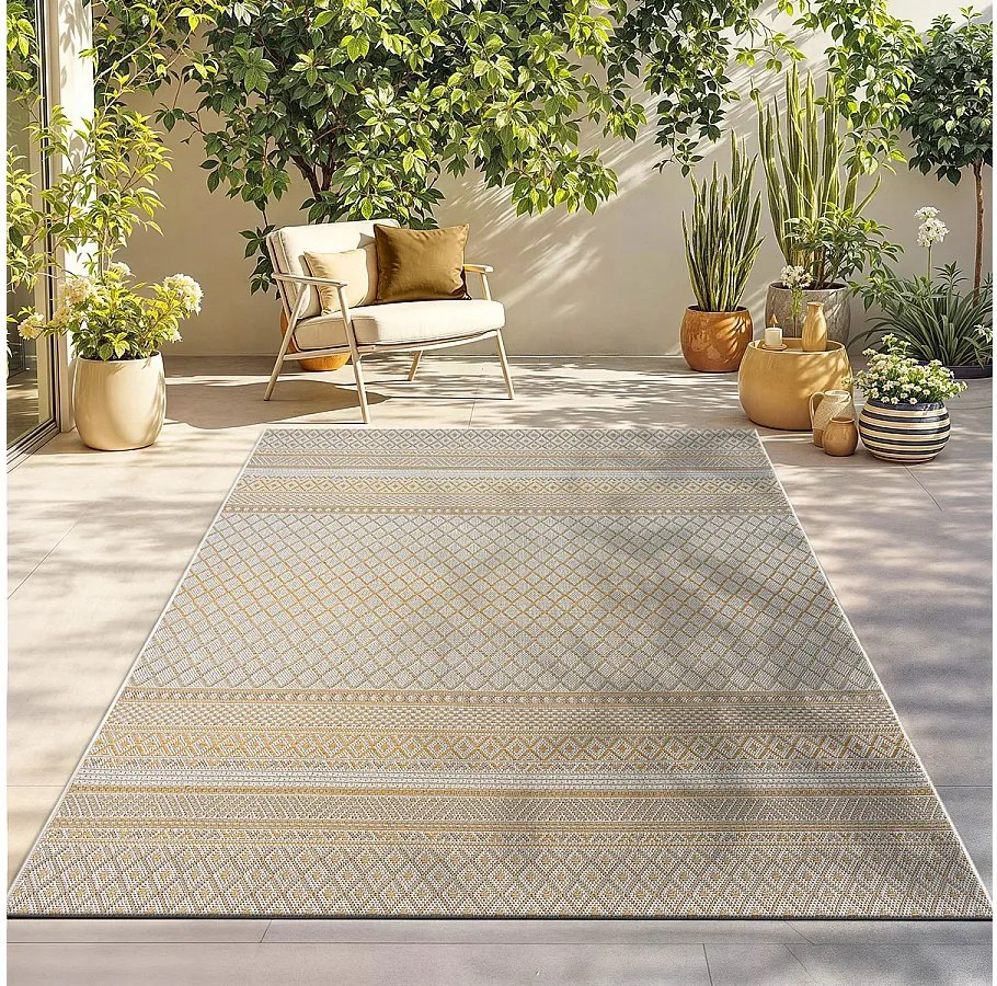 Dywan Zewnętrzny Wnętrze nowoczesny design - Beżowo-żółty - 80 x 150 cm - CALGARY