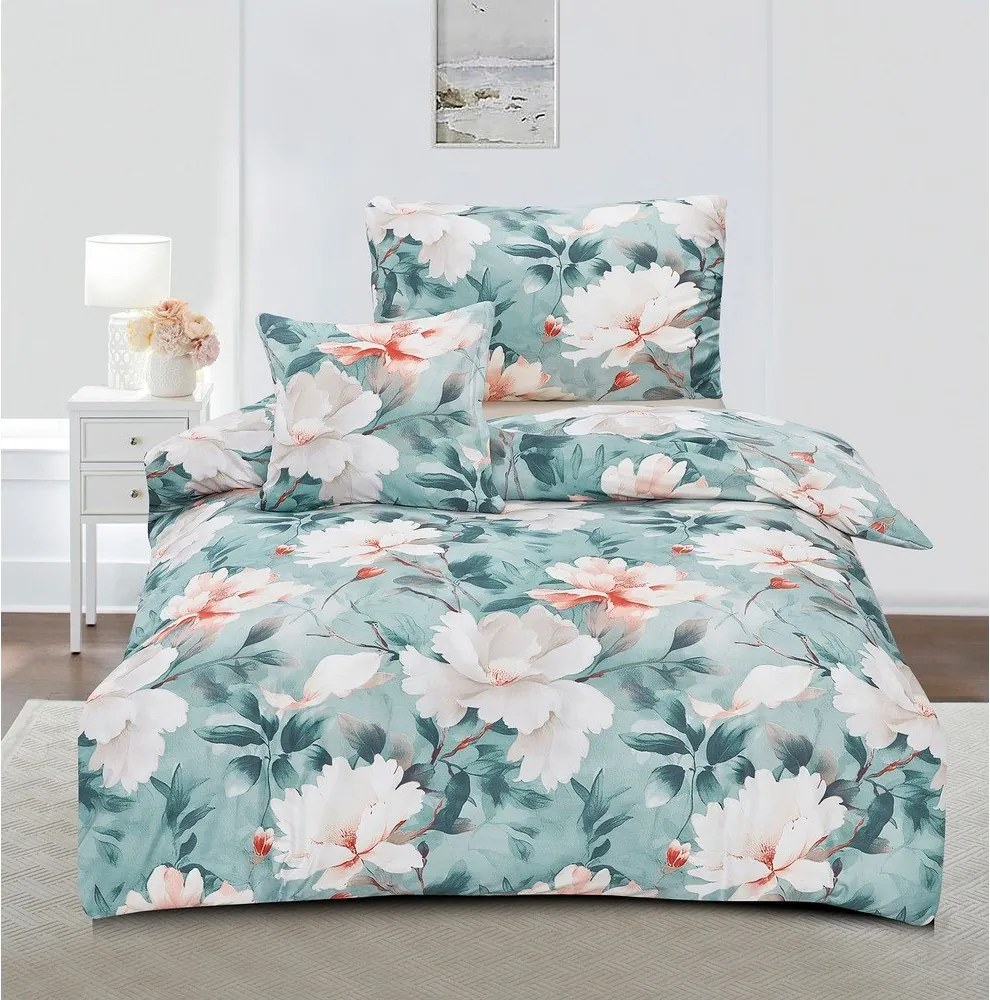 Turkusowa pościel jednoosobowa z mikrosatyny 3-częściowa 140x200 cm Selma – My House