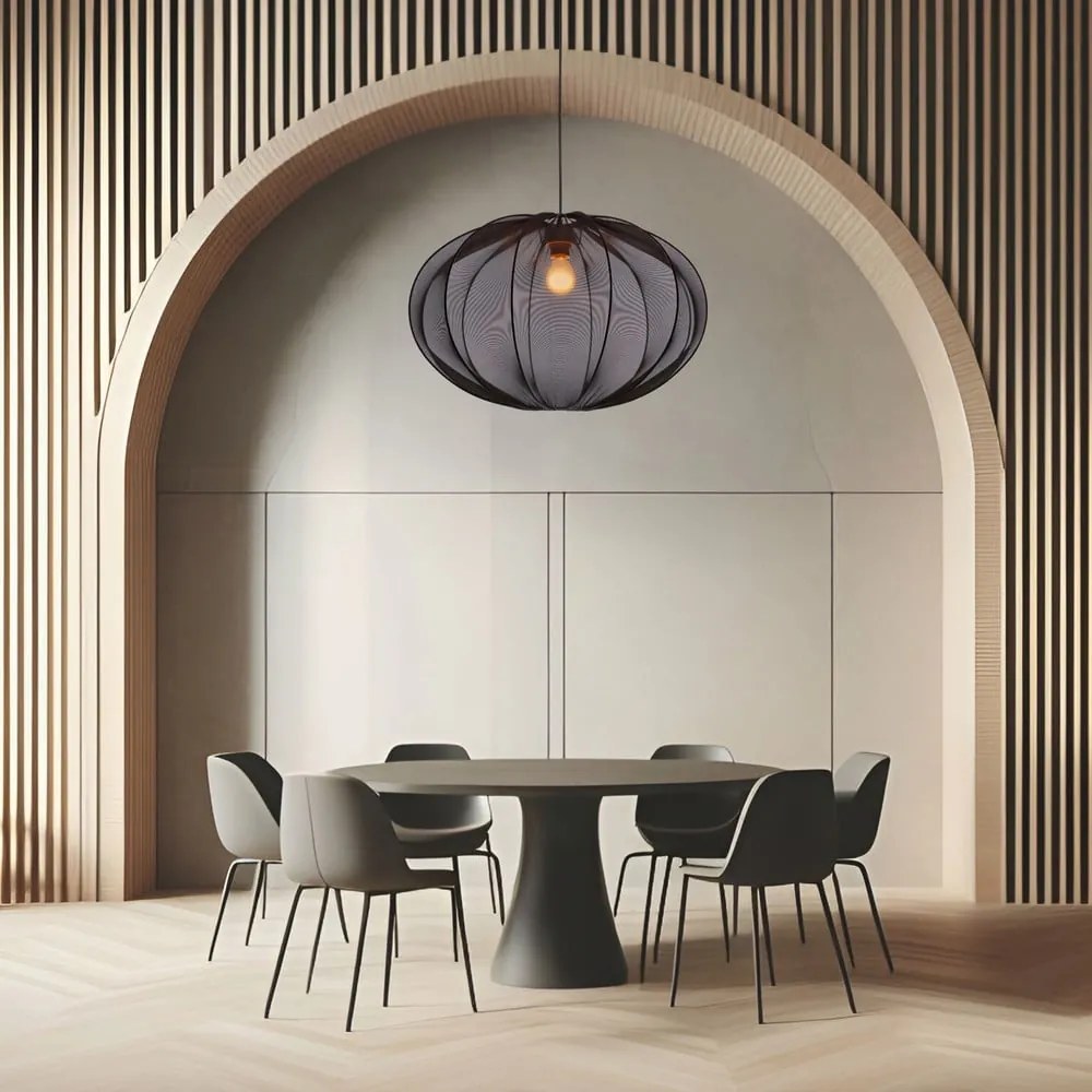 Czarna lampa wisząca z tekstylnym kloszem ø 60 cm Mellow – Candellux Lighting