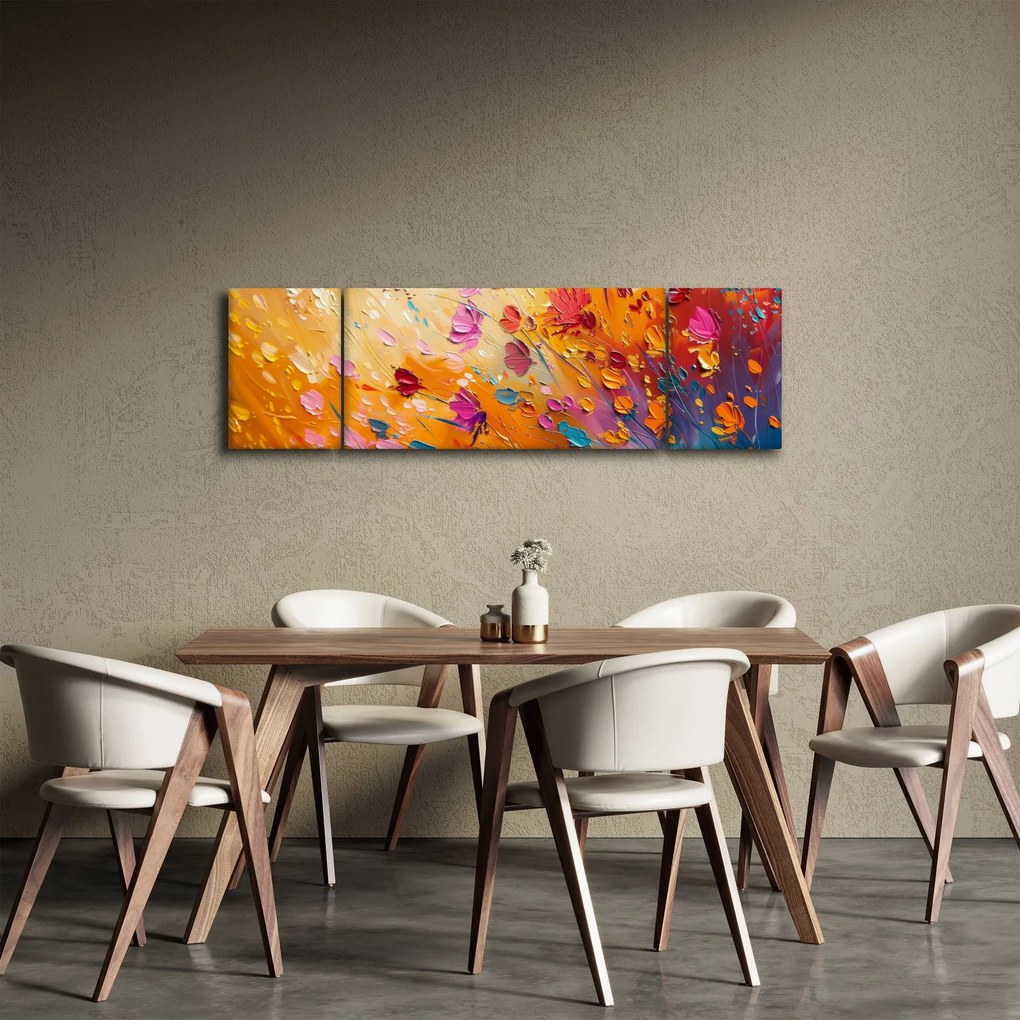 Obraz - Malowanie kolorowych kwiatów (170x50 cm)