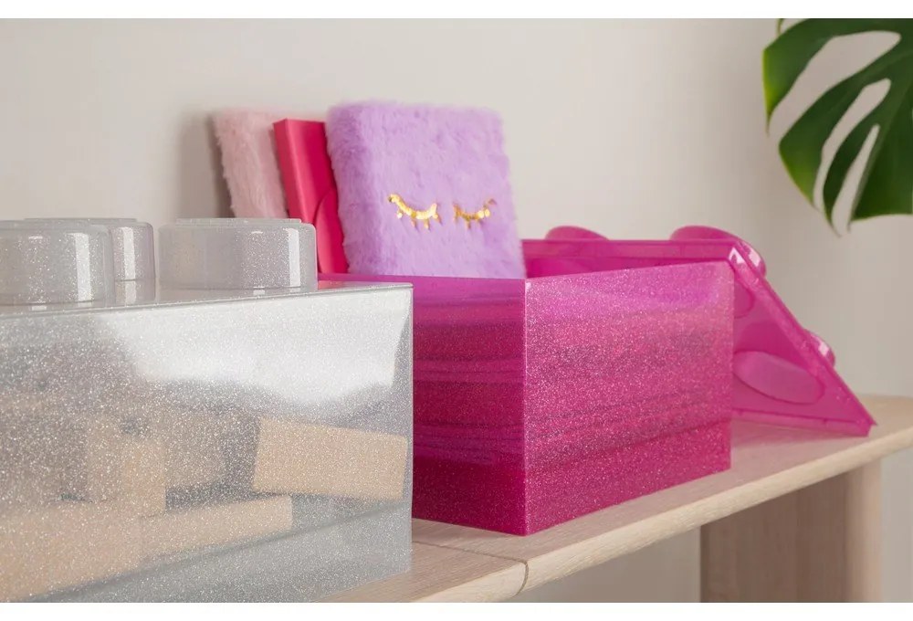 Różowy plastikowy pojemnik dziecięcy 25x25x18 cm – LEGO®