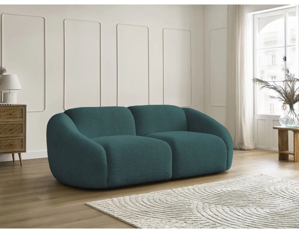 Turkusowa sofa z materiału bouclé 230 cm Tina – Bobochic Paris