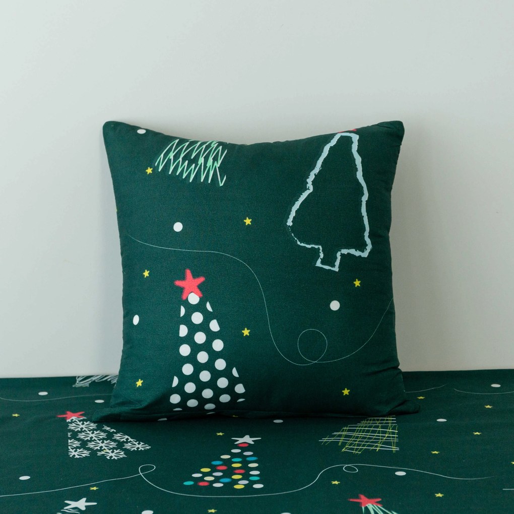 Poszewka z mikrofibry CHRISTMAS DRIFT 45x45 cm, zielona