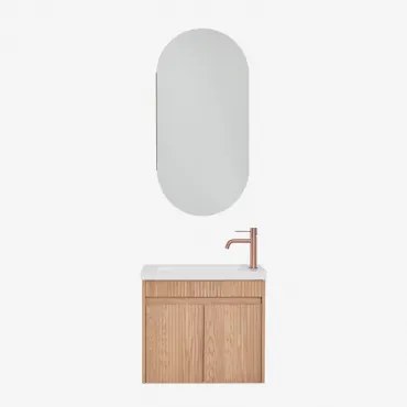 Zestaw Wiszących Mebli Łazienkowych Zintegrowany Z Umywalką Narek Popielaty Brąz & Owalny - Sklum