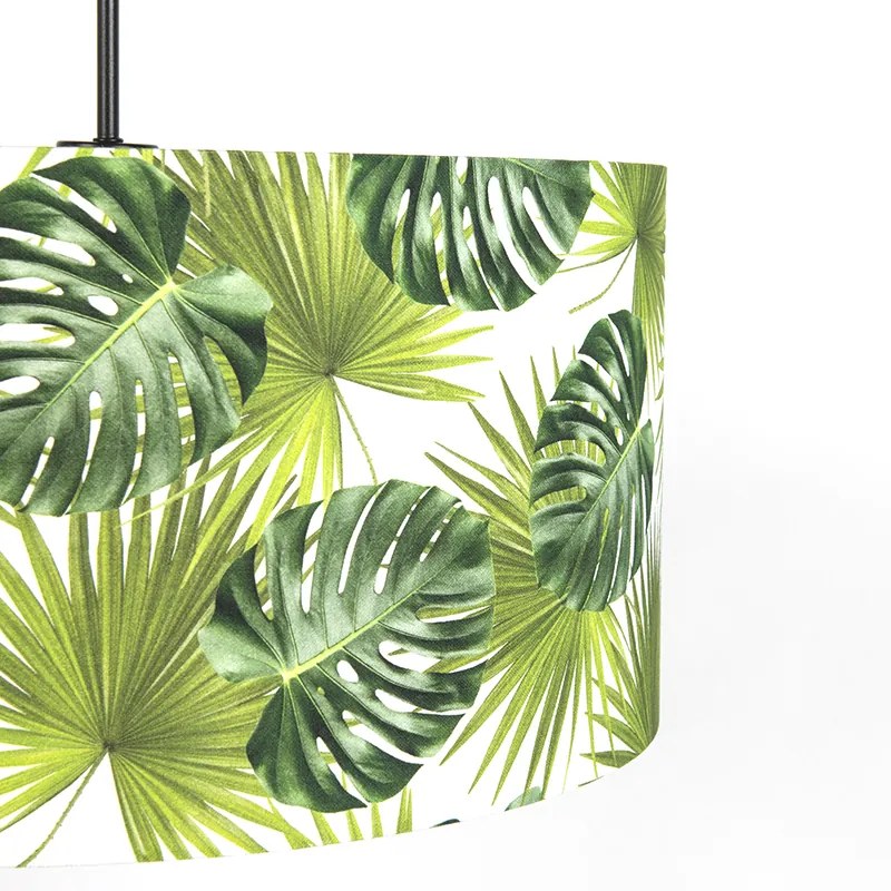 Botaniczna lampa wisząca czarna z abażurem w kształcie liścia 50cm - Combi 1 Nowoczesny Oswietlenie wewnetrzne