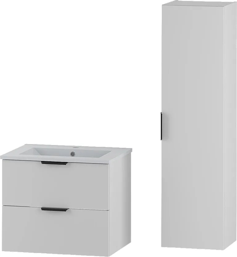 Biały Zestaw do Łazienki 60cm Szafka z Umywalką Słupek Pile