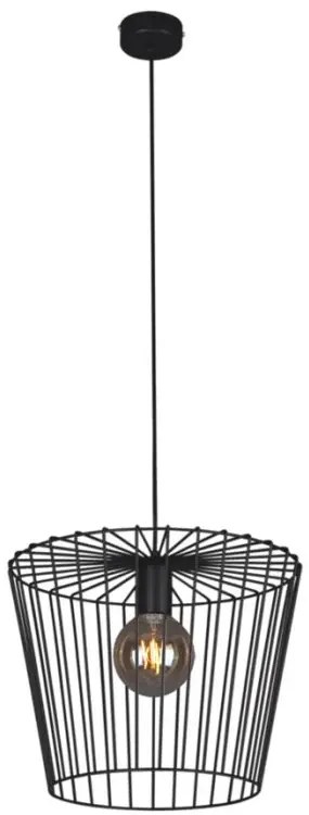 Czarna industrialna lampa wisząca druciana - 7X S565 F8-M09